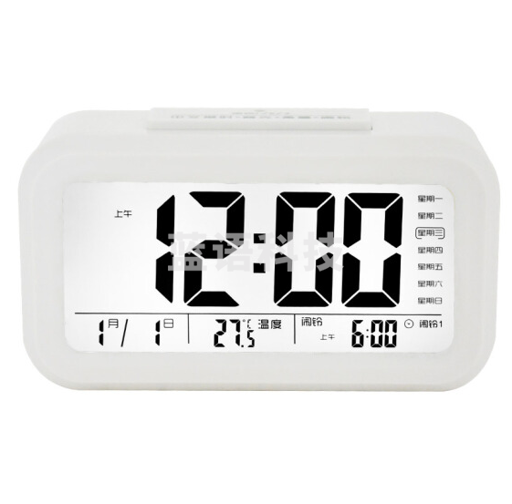 康巴丝 WD877 白色闹钟 智能电子夜光自动感光三组闹铃小闹钟
