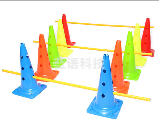 标志桶带孔路障障碍物标志筒雪糕筒标志锥足球篮 球训练器材 38CM带孔2桶+1.5米杆子