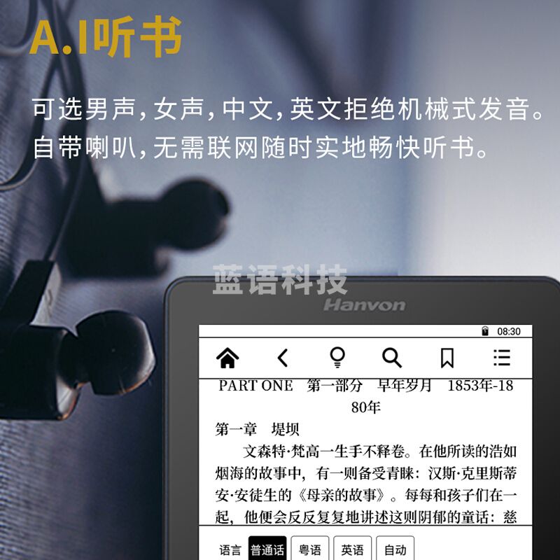 汉王（Hanvon） 汉王电纸书黄金屋4听书 电子书阅读器学生墨水屏6英寸高清读书器护眼小说