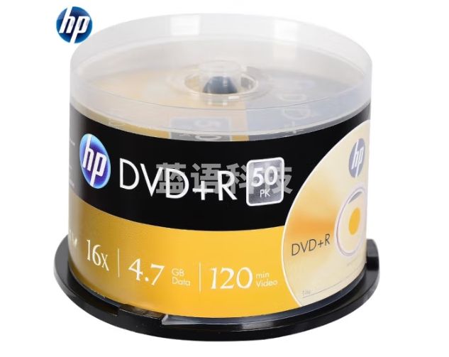 惠普(HP) 光盘 光盘空白 dvd刻录光盘 dvd光盘 光碟 dvd碟片16速4.7GB 桶装50片台产