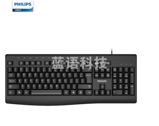 飞利浦（PHILIPS）SPK6313BS 有线键盘 电脑办公键盘 商务键盘 笔记本键盘 USB键盘多媒体 黑色
