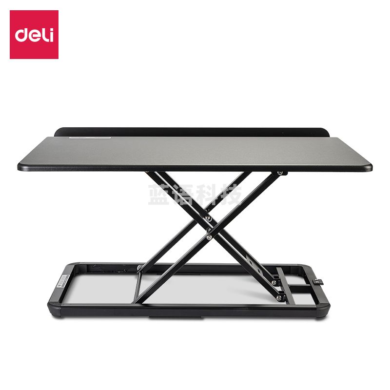 得力 deli 90008大尺寸升降桌电脑桌 站立办公升降台 办公工作桌台式书桌 电脑升降支架 笔记本支架 黑色