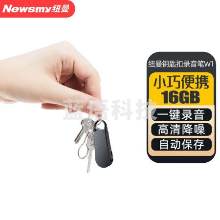 纽曼W1 16G 数码录音笔 一键录音 大电量 高清降噪 录音分段 低电自动保存 线控操作 学习培训商务会议 黑色