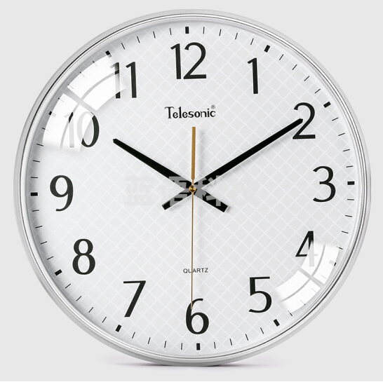 天王星 挂钟 14英寸创意时尚简约钟表客厅时钟 静音挂钟 Q3644 银色