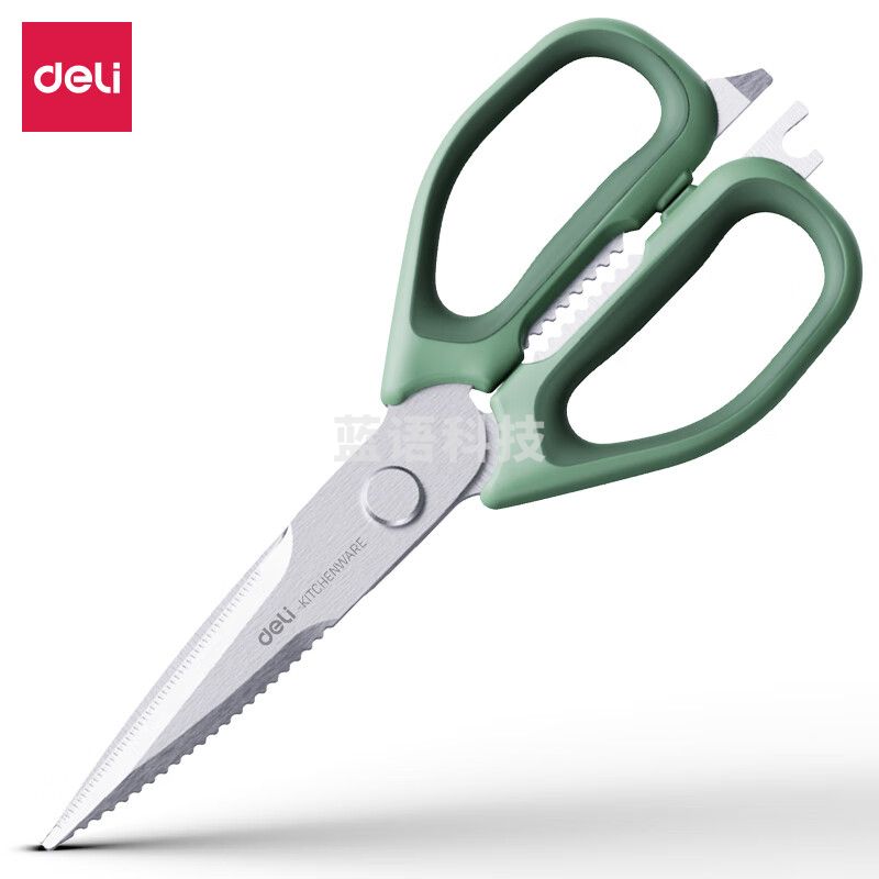 得力(deli)多功能厨房剪刀  绿 TJ22