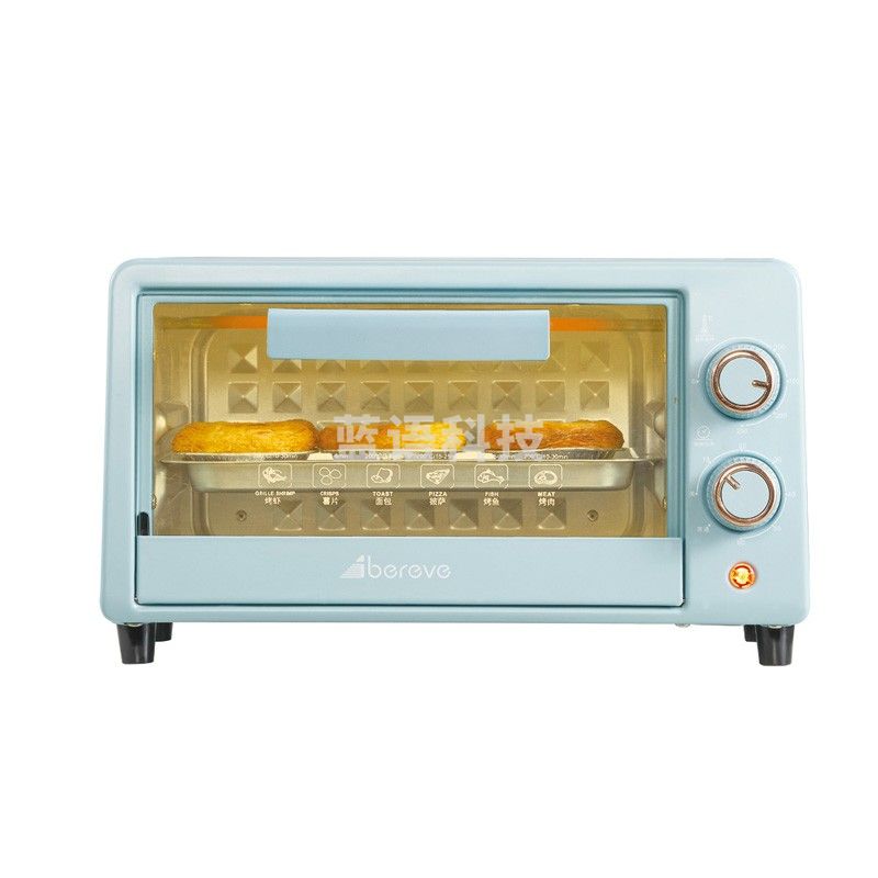 艾贝丽 电烤箱家用烘焙烘烤电烤箱12L电烤箱多功能迷你电烤箱FFF-1201 天蓝色
