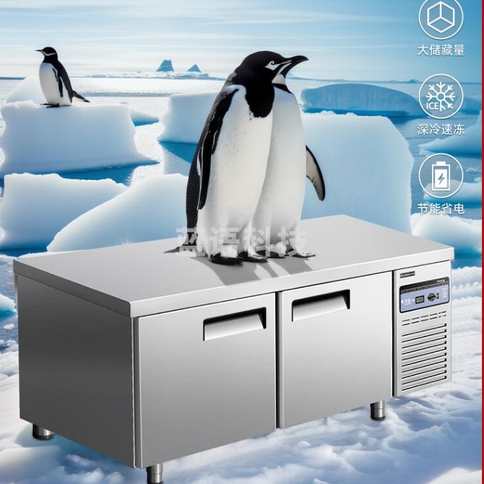 志高（CHIGO）冷藏工作台商用操作台冰柜保鲜工作台厨房操作台奶茶设备平冷水吧台卧式冰箱冰柜冷柜冷藏柜 隐藏黑把手款-2*0.6（双温）