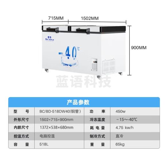 雪花（SNOWFLK）四门冰箱商用冰柜立式不锈钢厨房冰箱冷柜双温冷藏冷冻大容量 工程款-930/四门全冷冻