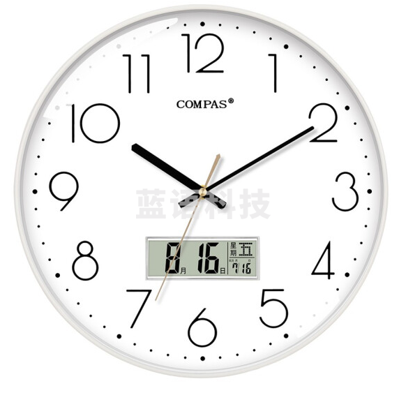 康巴丝 挂钟 客厅静音万年历钟表C3242Y 纯洁白 28cm