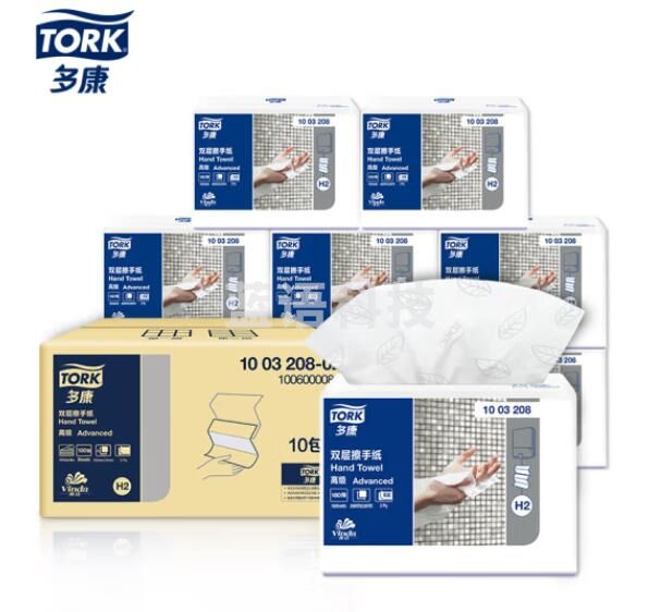 多康(TORK)抽纸2层180张*10包擦手纸 酒店厨房餐厅卫生间 整箱销售