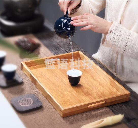 竹制茶盘家用长方形茶托茶台木托盘实木盘简约日式茶具竹托盘 竹手提托盘