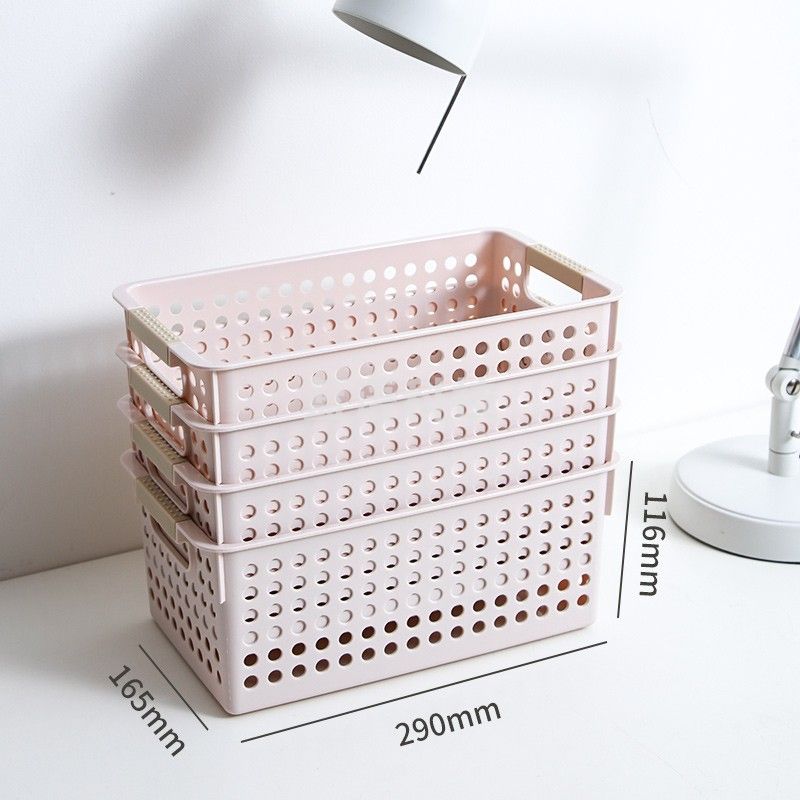 禧天龙(Citylong) 塑料收纳篮桌面办公收纳筐茶几整理收纳盒厨房菜篮子水果篮 布丁白 3个装