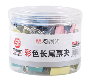 晨光(M&amp;amp;G) 19mm  长尾夹 彩色长尾夹 大号金属票据夹 40只/罐