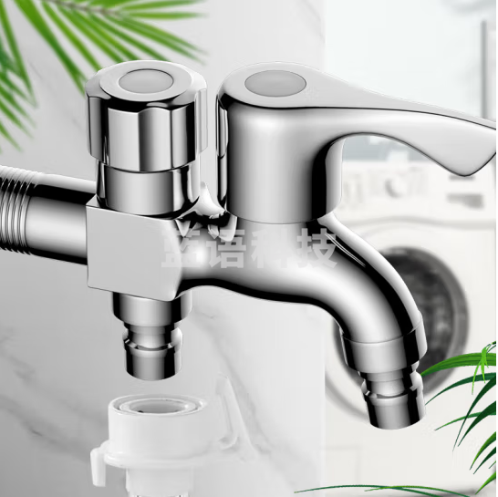 名爵（MEJUE）双头水龙头铜材质单冷洗衣机龙头 一进二出 4分快开龙头Z-016352