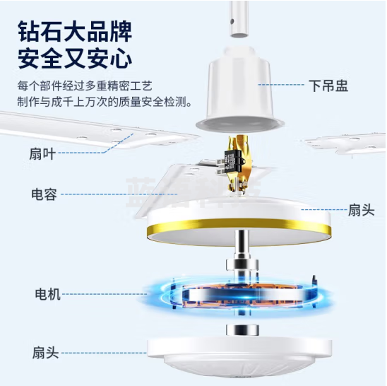 钻石牌（DIAMOND） 吊扇电风扇家用客厅1.4米56吋楼顶扇工业大风力吸顶电风扇 56寸加强版（铜线电机）