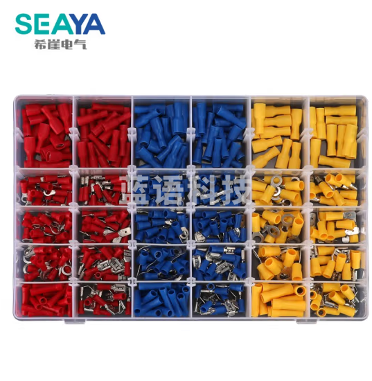 希崖 冷压端子电线接头插簧接线端子预绝缘端子线鼻子压线帽套装480只
