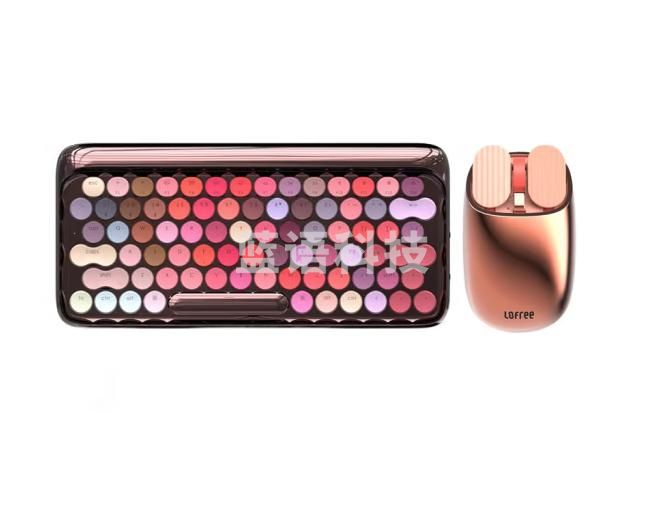 洛斐（Lofree）无线蓝牙机械键盘复古键盘 玫瑰金键鼠套装