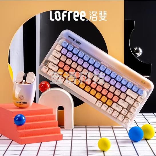 洛斐（LOFREE）Smiley联名无线机械键盘三模圆点多巴胺配色七种氛围灯效