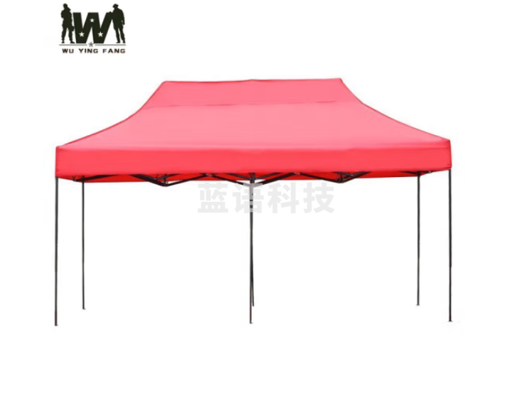 武营坊 遮阳棚 摆摊防晒雨篷车棚应急折叠四角帐篷 加厚布3*3红色30管