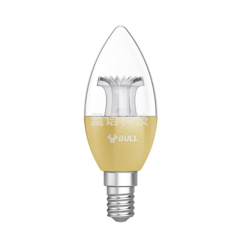 公牛(BULL)LED球泡灯 蜡烛泡水晶灯泡吊灯灯泡壁灯烛泡尖泡小螺口螺旋3000k 【E14小螺口】5W金色蜡烛泡黄光