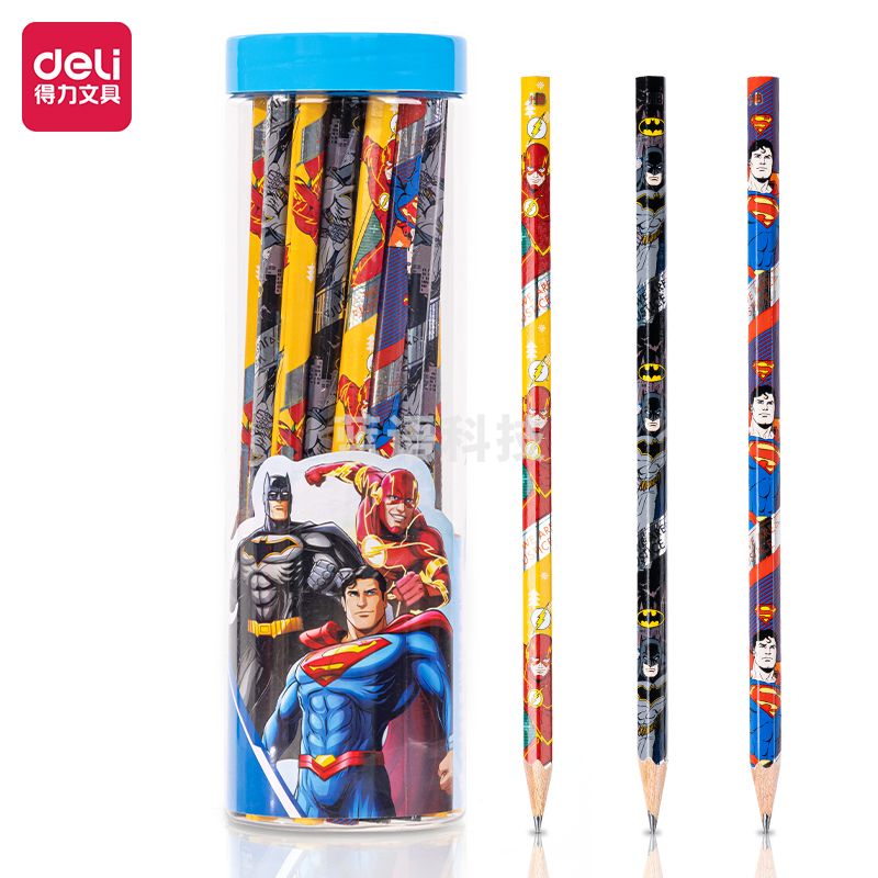 得力HC103-HB_DC正义联盟桶装HB铅笔(混)(25支/桶)(单位：桶)