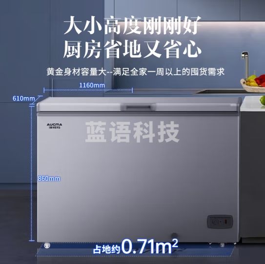 澳柯玛（AUCMA）300升冰柜家用商用大容量卧式冰柜 冷藏柜冷冻柜转换柜 一级能效  银河灰BC/BD-300NEM