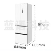美的（Midea）M60隐形嵌421法式多门四开门超薄嵌入式一级变频除菌净味白色大容量无霜家用电冰箱MR-421WUFPZE