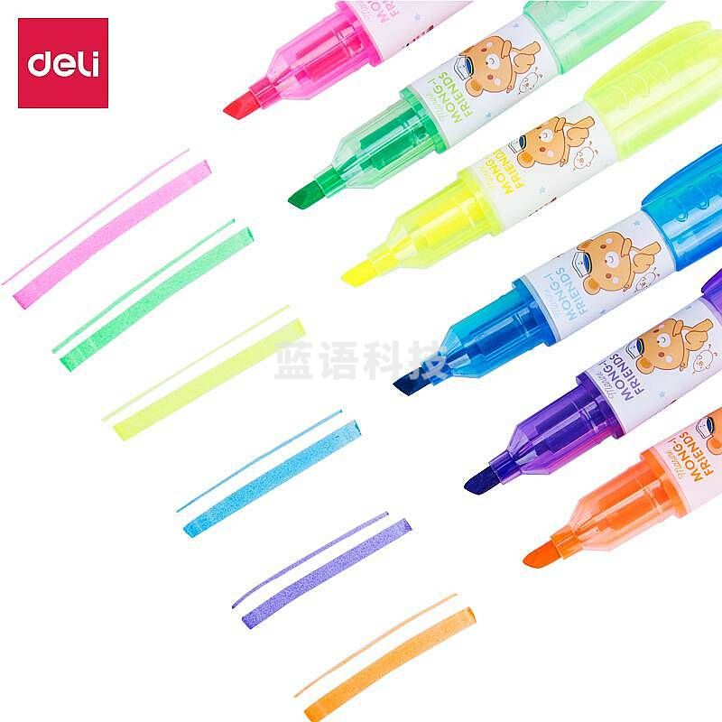 得力(deli)S611荧光笔6支/袋(单位：袋)混