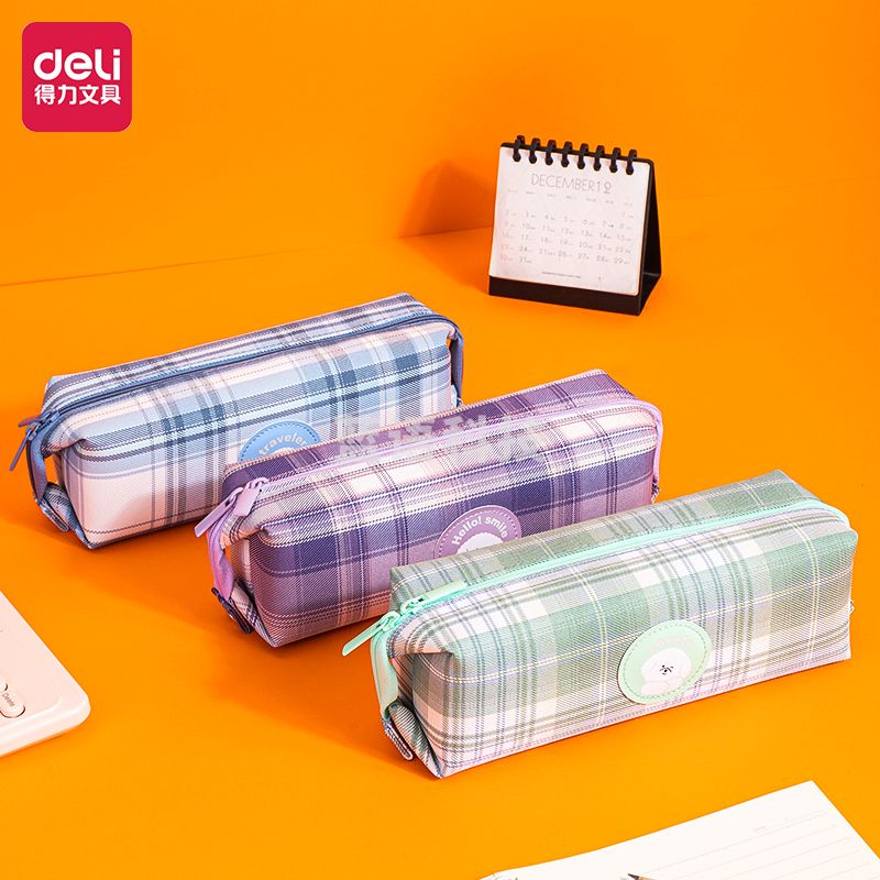 得力67134JK格子大方形多用途笔袋(混)(只)