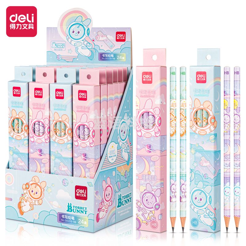 得力58209-HB 中国航天书写铅笔(混)(8支/盒)