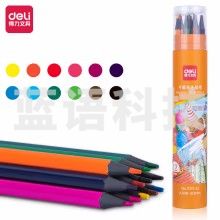 得力7073-24色六角杆皮头可擦彩铅(混)(24色/筒)