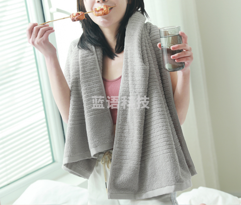 沐凡 纯棉浴巾 洗澡巾全棉加厚大毛巾 灰色70*140cm