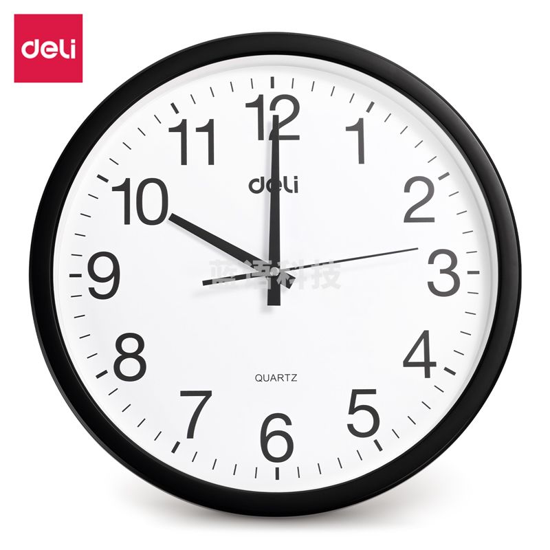 得力(deli)9006挂钟(黑)(只)37CM(14.5寸)