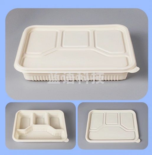 一次性淀粉基环保餐盒 单层带盖分割长方形 四个 4G-02 200套/箱 单位：个