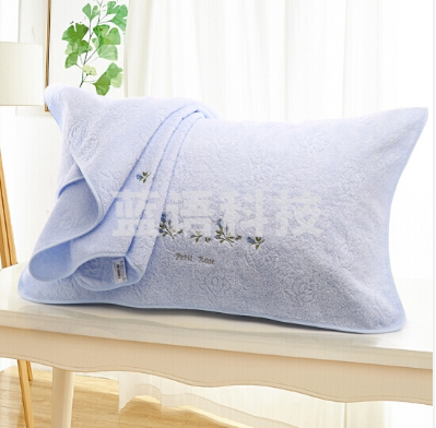 金号4201H 赤金提素螺绣纯棉枕巾(2条/组 蓝色 50*80cm)
