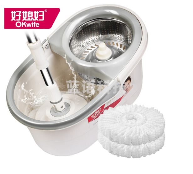 好媳妇 AGW-7400A-1旋风旋转拖把(钢网)免手洗双驱动吸水托布地拖桶 干湿两用懒人木地板墩布拖地神器 共2替换头
