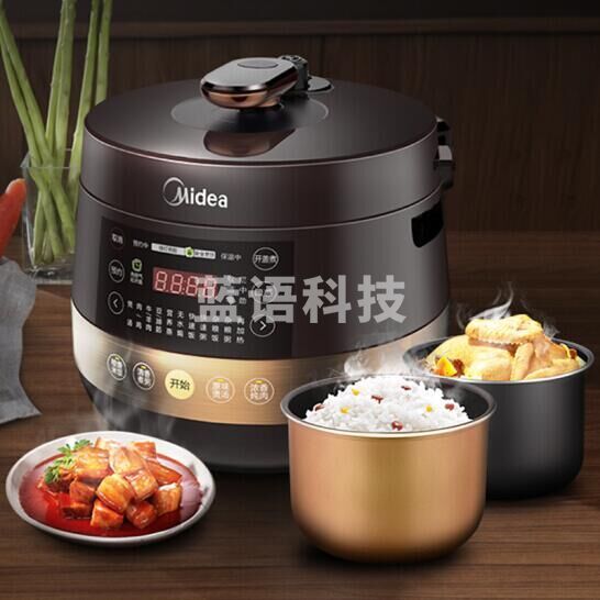 美的（Midea）智能电压力锅6L 家用多功能 不粘双胆 开盖收汁 匀火速热 高压锅YL60Easy203(4-8人食用)