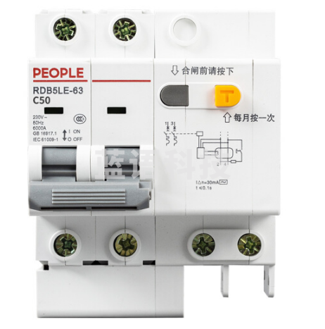 人民电器(PEOPLE) RDB5LE-63漏电保护器 DZ47升级款2P10-63A