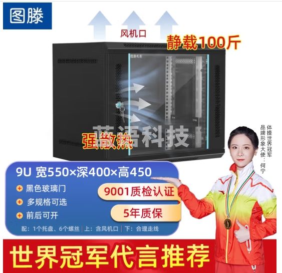 图滕网络机柜壁挂小型交换机路由器V6409u高450宽550深400