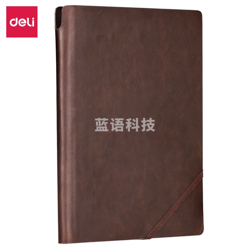 得力(deli)22260 16K/120张大号厚商务笔记本 175mm*250mm斜绑带复古皮面本记事本 棕色