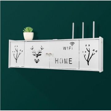 乐卡利 路由器收纳盒 免打孔无痕钉安装 PVC木塑板 特大号