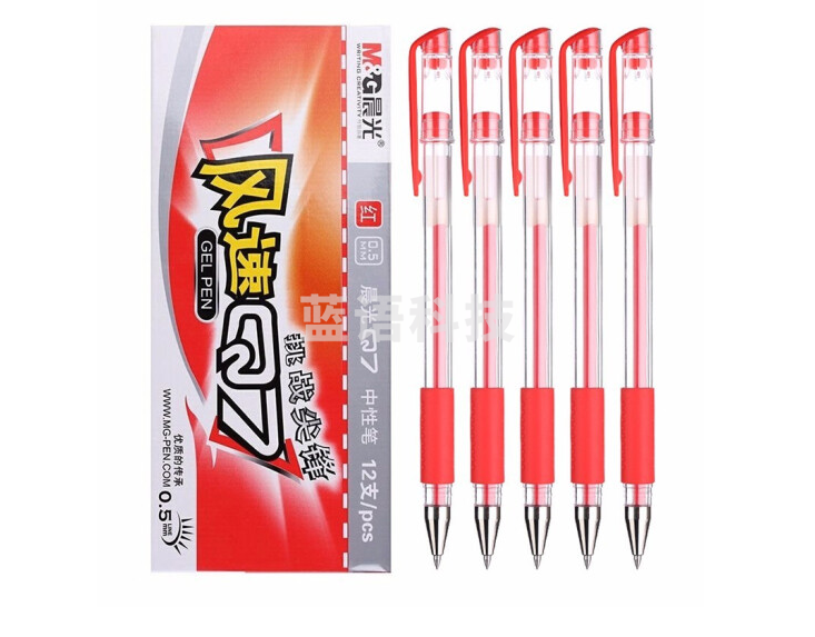 晨光 Q7 插盖式中性笔 0.5MM 红色 12支/盒