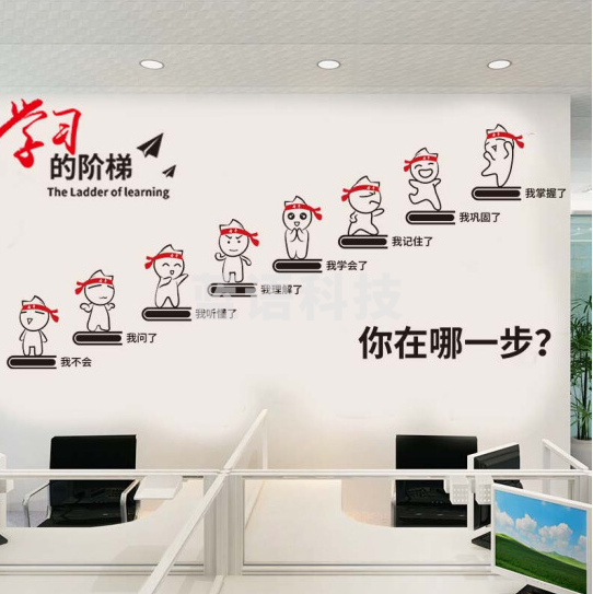 励志墙贴纸贴画教室布置公司企业文化墙办公室装饰品墙壁标语 学习的阶梯励志贴