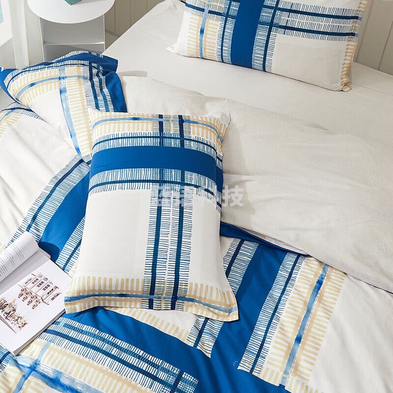 罗莱家纺 床上用品枕头套纯棉枕套一对装 蓝 48*74cm