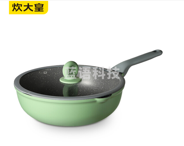 炊大皇不粘锅30cm炒锅麦饭石色家用炒菜锅平底炒锅具电磁炉燃气煤气灶明火通用竹青石系列CG30ZQ