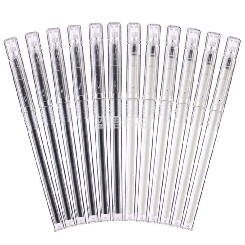 晨光(M&G)文具本味系列0.5mm黑色中性笔透明笔杆签字笔水笔 12支/盒AGPB5902