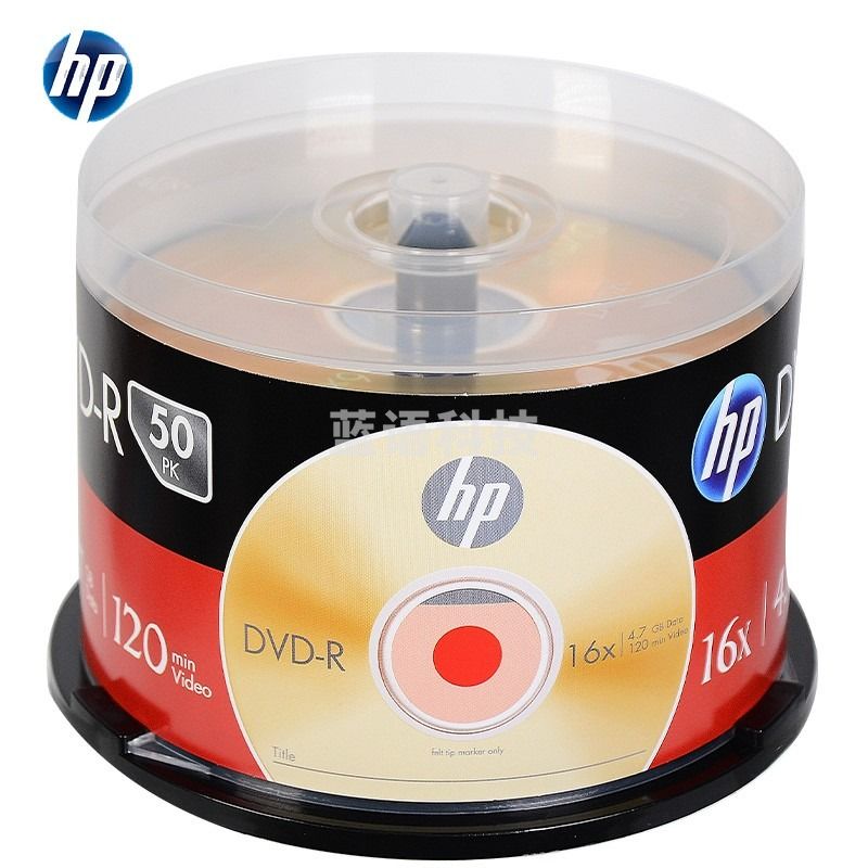 惠普(HP) DVD-R 光盘/刻录盘 空白光盘 16速4.7GB 桶装50片 台产
