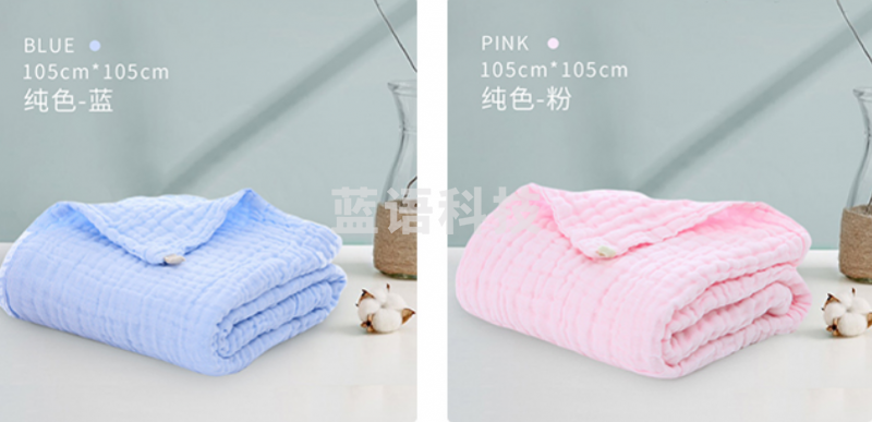 沐凡 毛巾纯棉浴巾加大六层泡泡纱布 颜色随机105*105cm