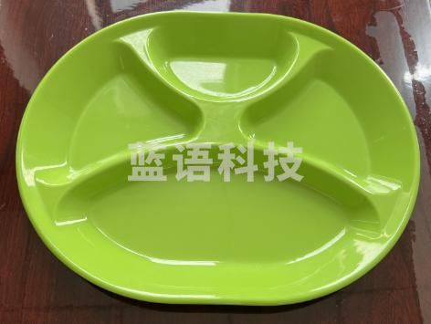 绿色椭圆四格快餐盘