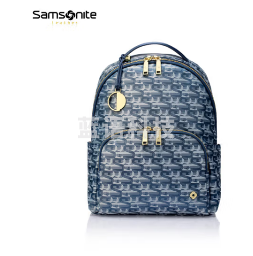新秀丽（Samsonite）双肩电脑背包11.6英寸通勤旅行女书包NO3蓝色印花